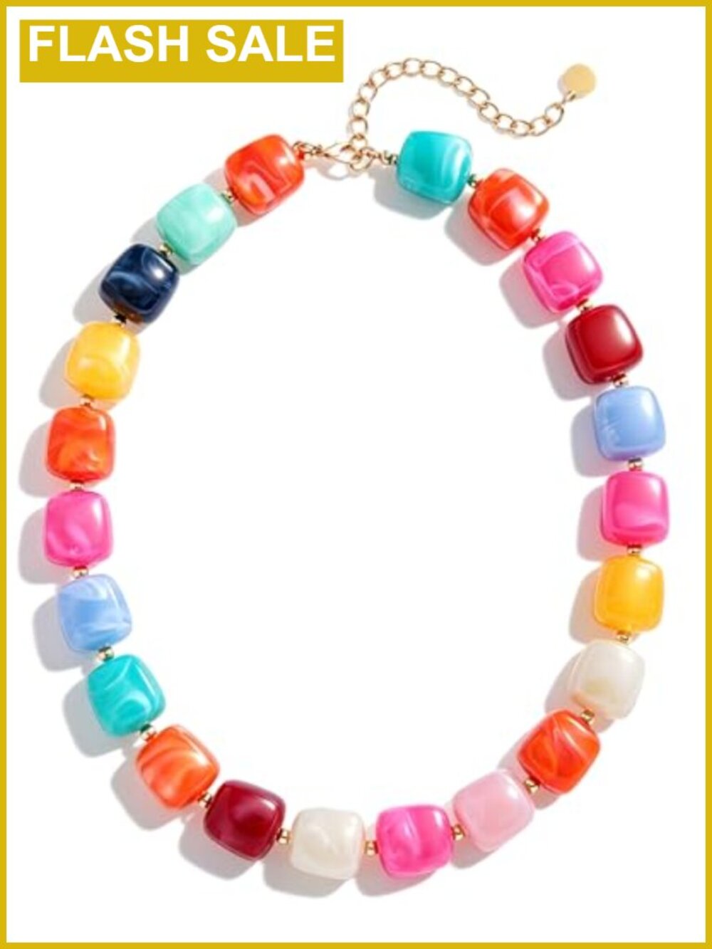 Chunky Beaded Statement Choker Necklace Resin Acrylic Adjustable